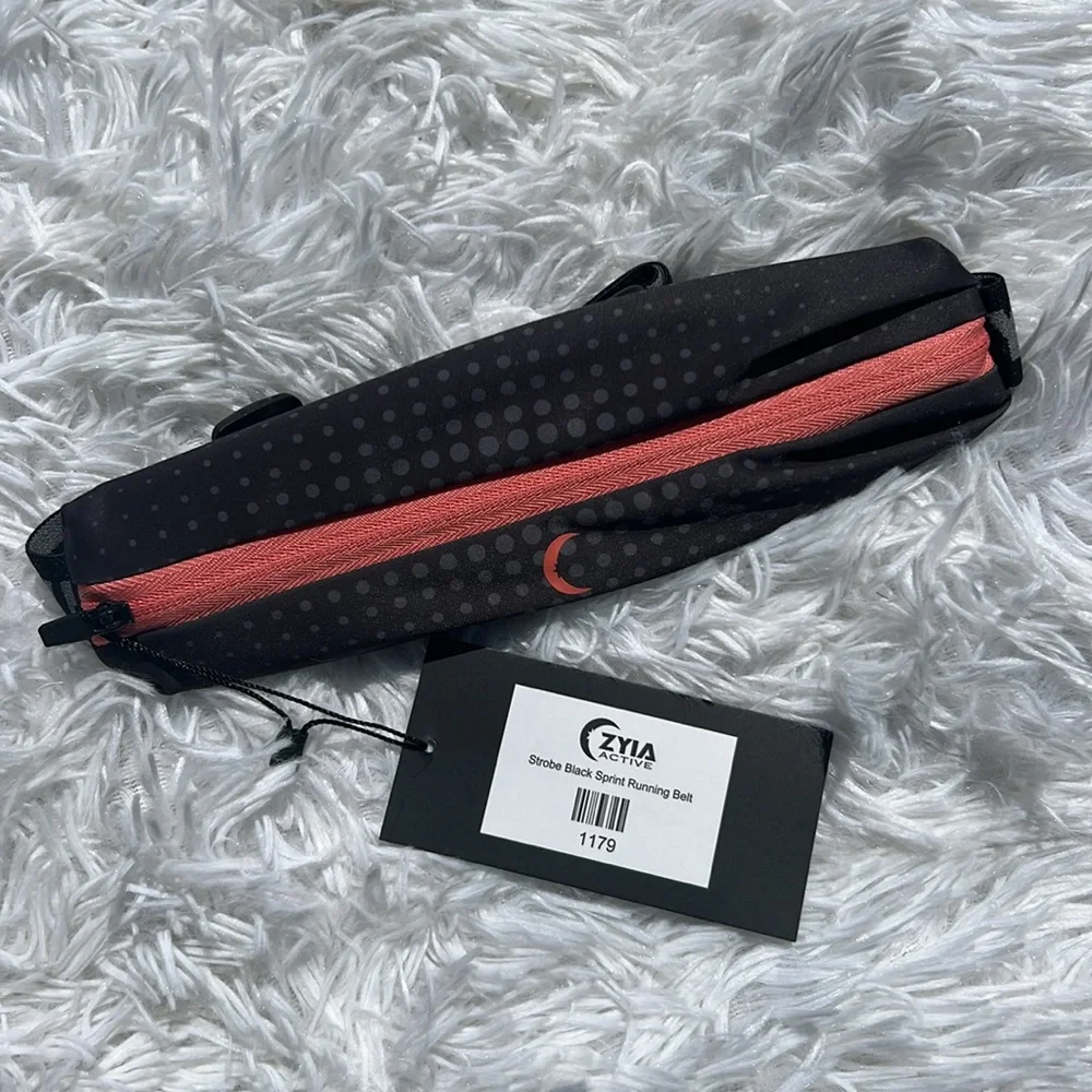 ZYIA Active Strobe Black Sprint and Neon Coral Pink Running Belt NEW